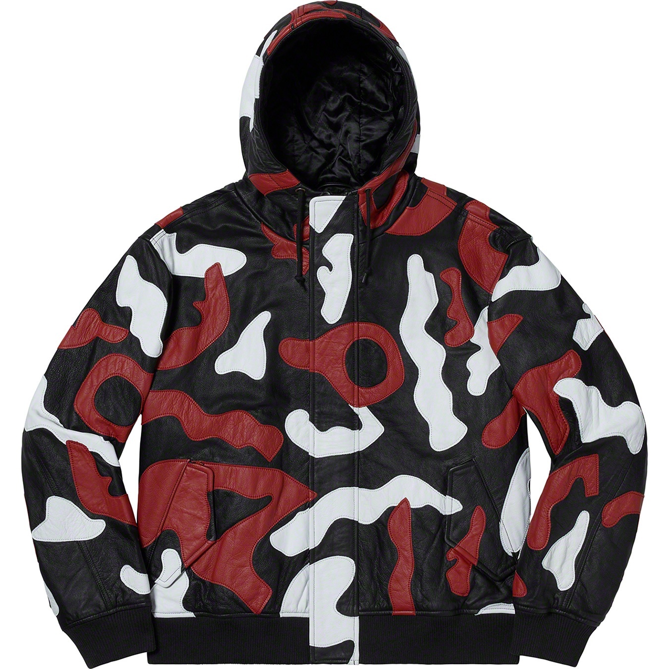 Camo Leather Hooded Jacket view 2
